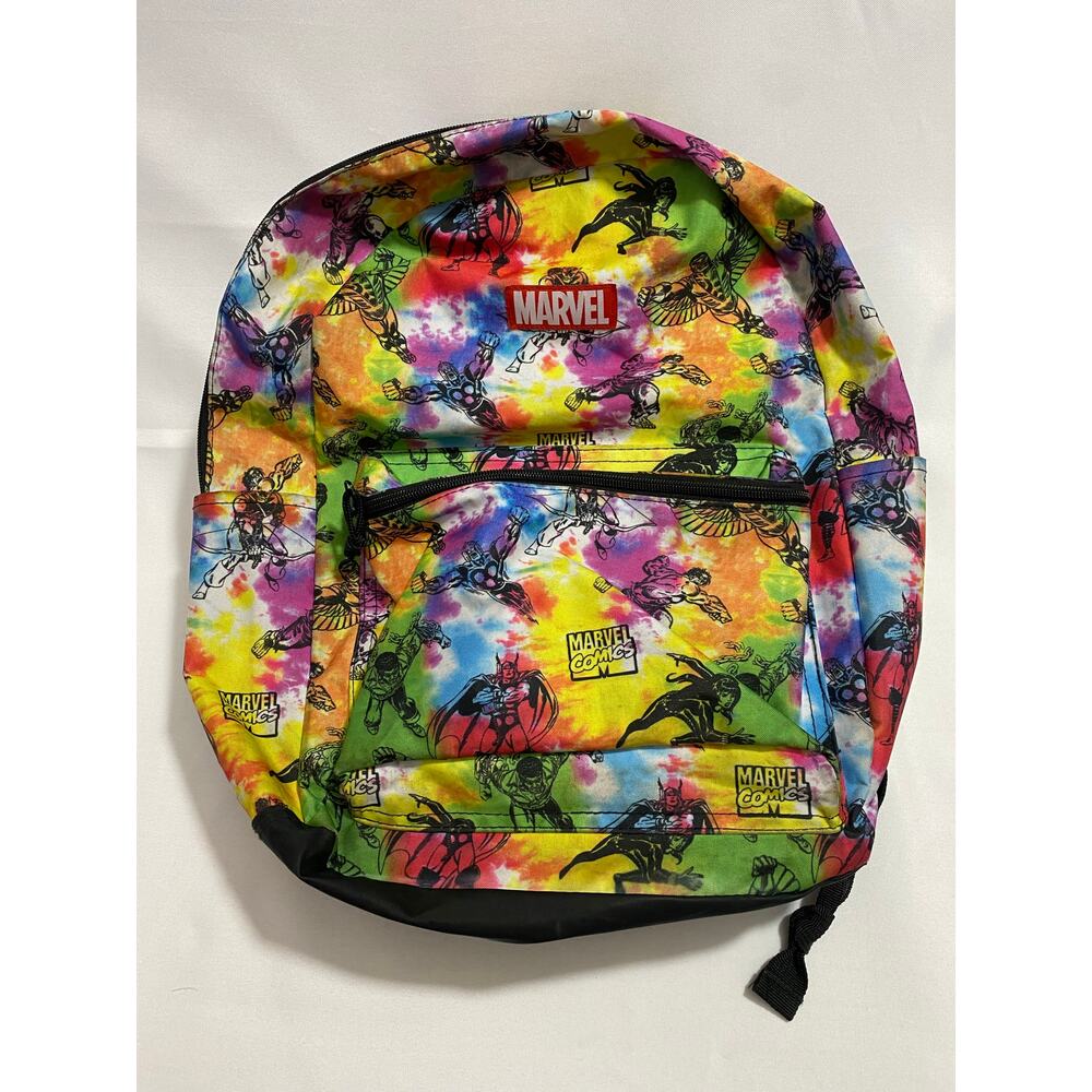 Marvel Comics Superheroes Backpack School Bag Multi-Color Tie Dye